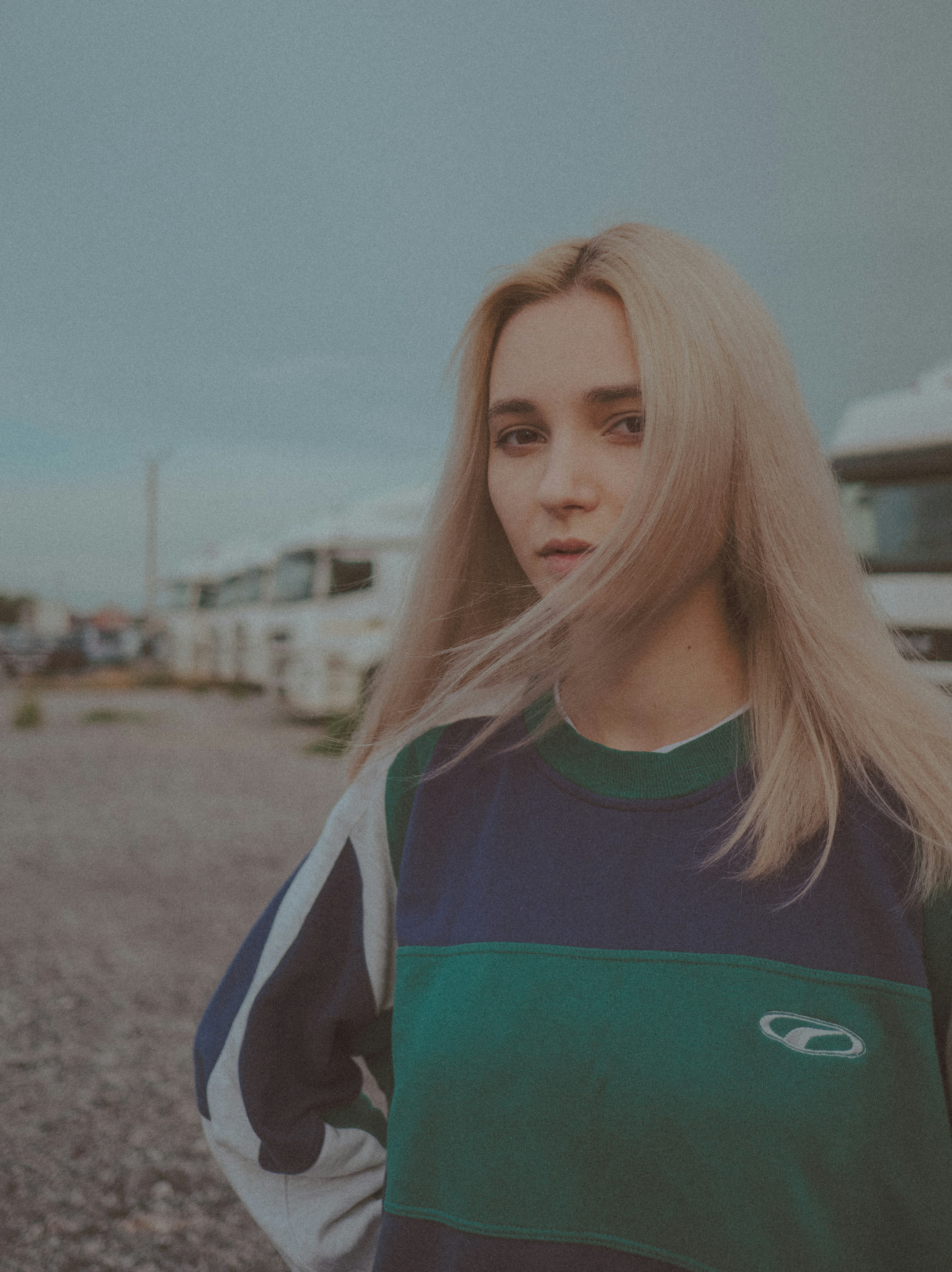 woman in green and black crew neck shirt